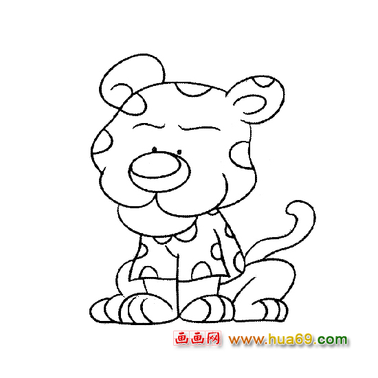 休息的小豹子（动物简笔画）