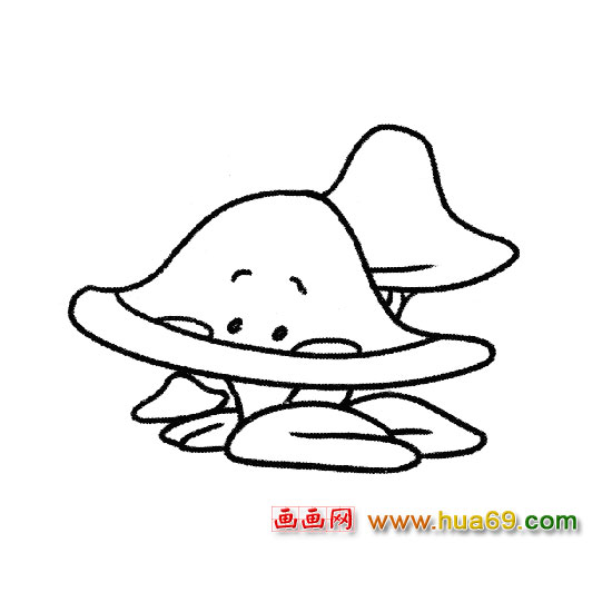 植物简笔画：蘑菇4