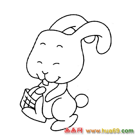 简笔画：提着篮子的小白兔