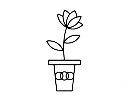 盆栽花草的画法简笔画图片