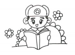 雷锋在看书简笔画