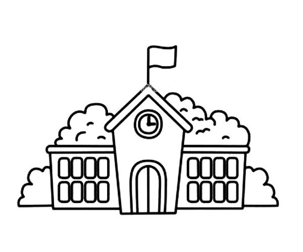 漂亮的学校简笔画