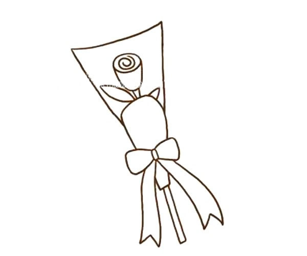 包装漂亮的玫瑰花简笔画