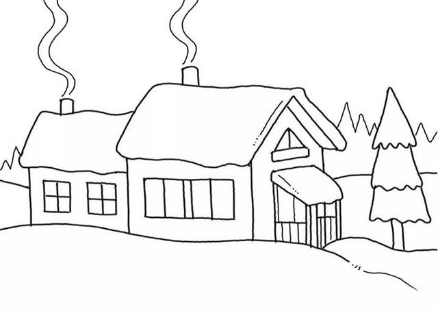 雪屋简笔画