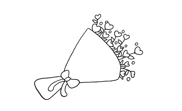 一束爱心鲜花简笔画