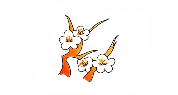 梅花简笔画彩色画法