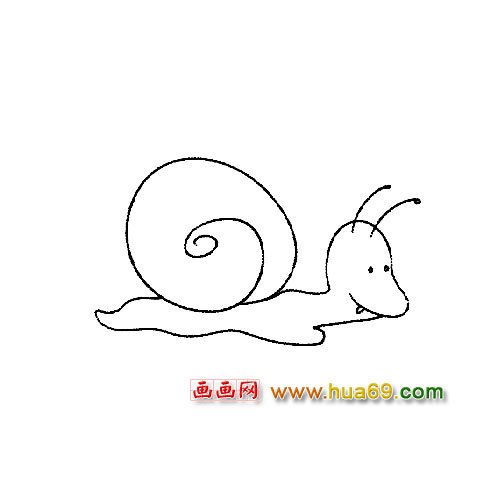 动物简笔画：一只爬行的小蜗牛
