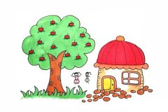 学画房屋和果树简笔画步骤图解教程