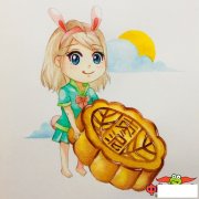 中秋节月饼简笔画可爱，中秋节的画简单又漂亮