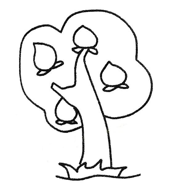 儿童简笔画大全 不同的桃树简笔画画法