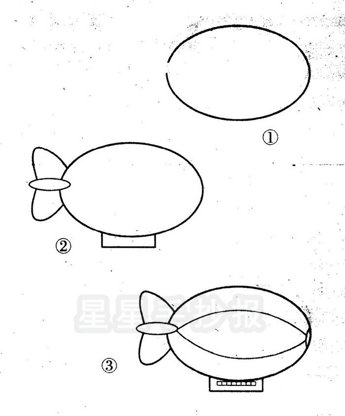飞艇简笔画图片