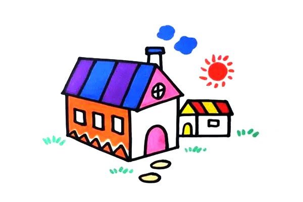 彩色小房子简笔画