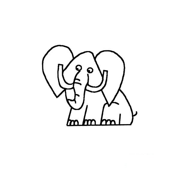 大象坐着的画法