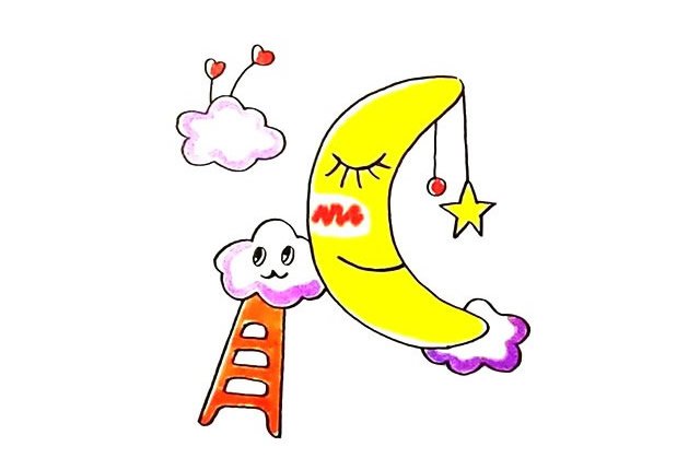 卡通月亮简笔画完成图