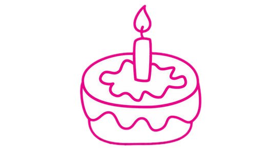 生日蛋糕简笔画完成图