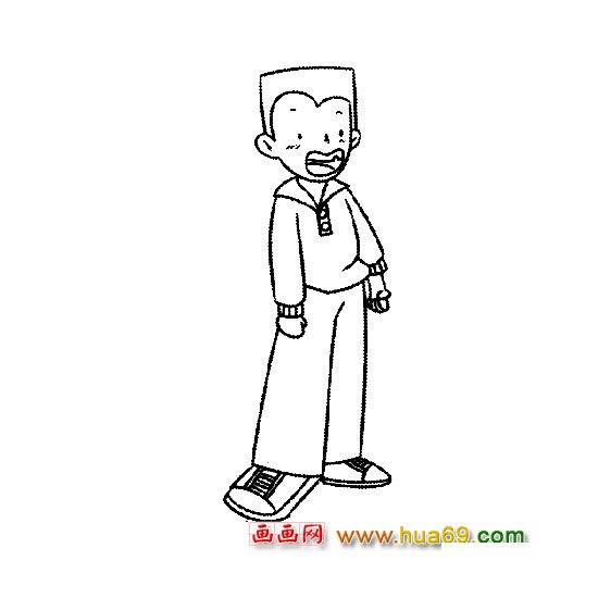 人物简笔画：唱歌的小男孩2