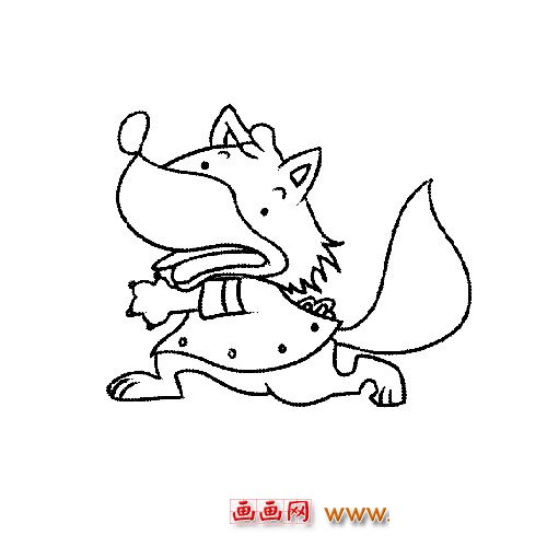 穿服的大灰狼【简笔画】