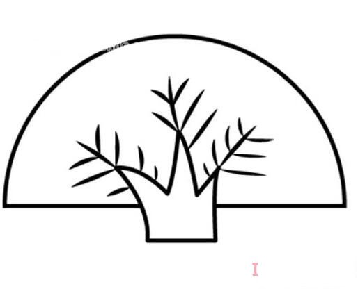 扇形大树的画法步骤图带颜色简单漂亮