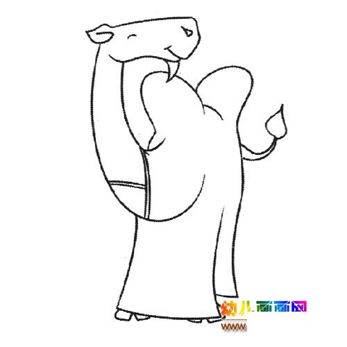 动物简笔画：穿服的骆驼