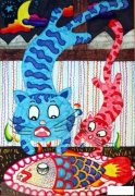 吃鱼的猫，好看的儿童画图片