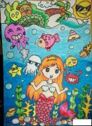 美人鱼儿童画，海底世界儿童画图片