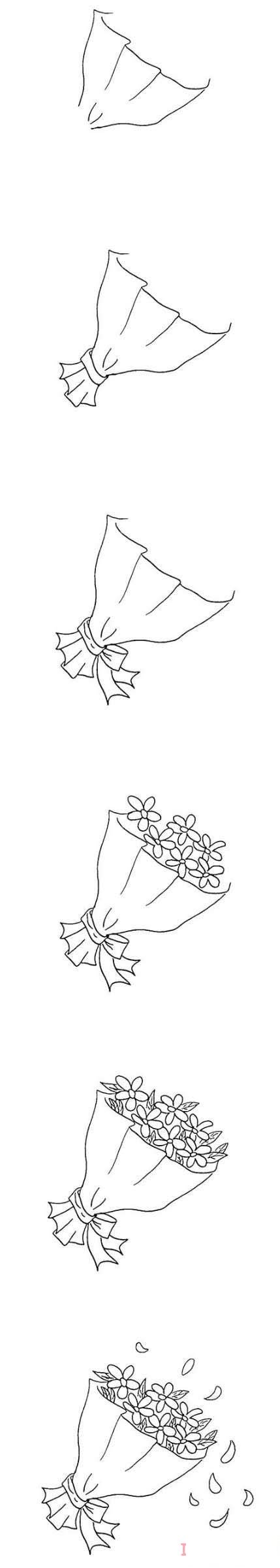 1分钟简笔画一束鲜花的画法详细步骤简单好看_鲜花简笔画图片