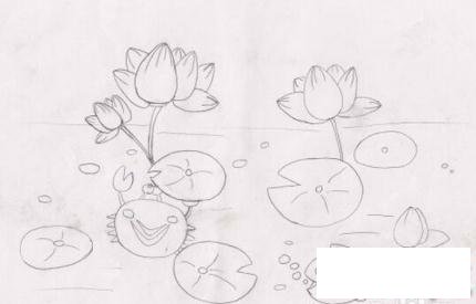 简笔画迷人的荷塘月色的具体画法步骤图片教程