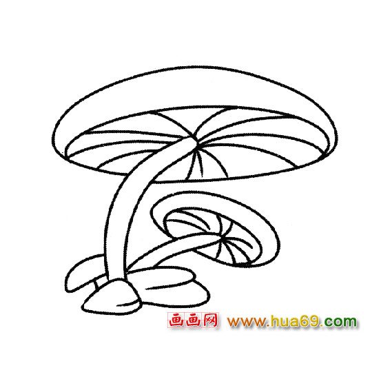 简笔画：撑伞蘑菇2