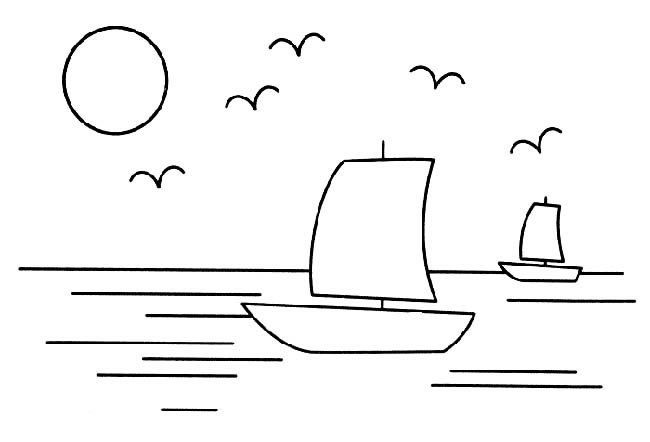 扬帆起航风景简笔画步骤图片大全