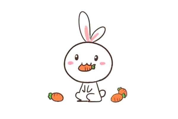 吃胡萝卜的兔子简笔画