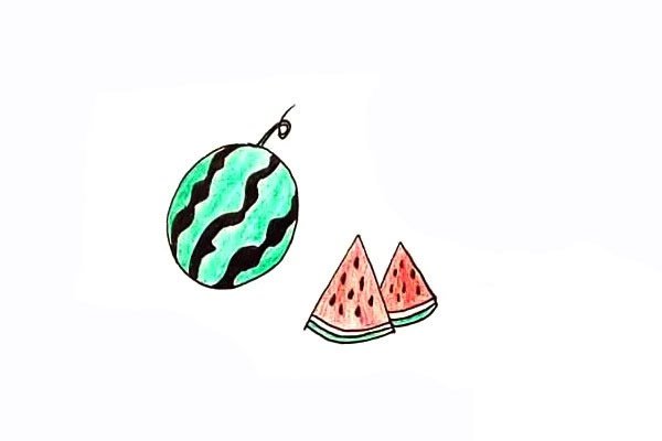 西瓜的简笔画完成图