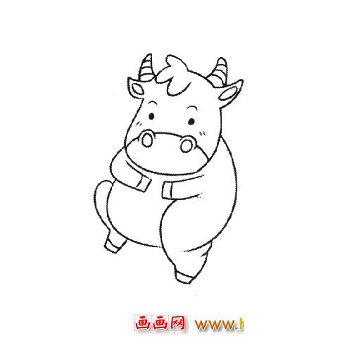 儿童简笔画：顽皮的小牛