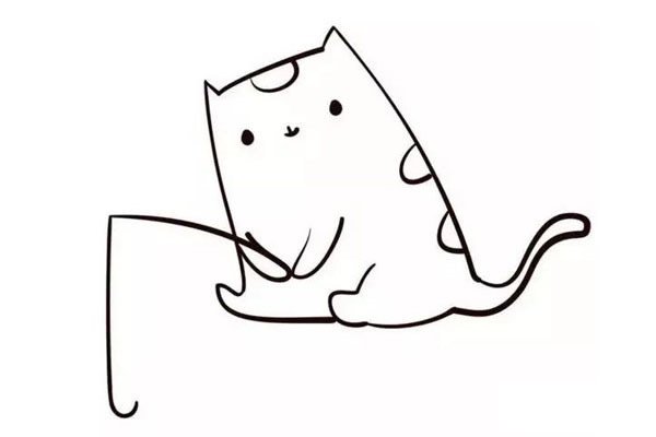 小猫钓鱼简笔画