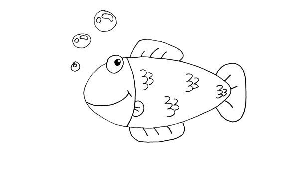 海草和小鱼卡通简笔画