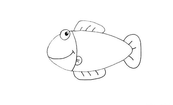 海草和小鱼卡通简笔画