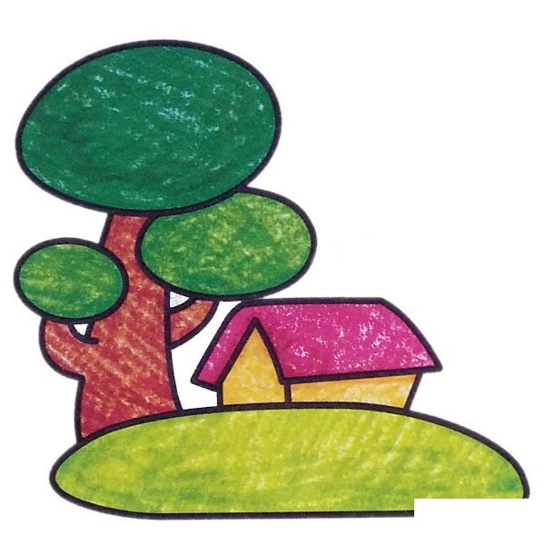 林中小屋填色图片