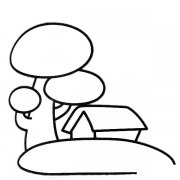 温馨的林中小屋简笔画图片