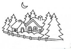 如何画风景：森林里的木屋简笔画