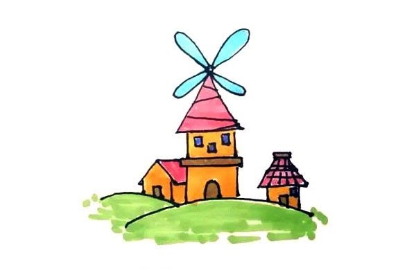 风车屋简笔画