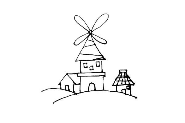 风车屋简笔画