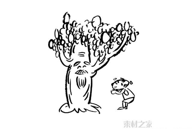 大树下乘凉简笔画图片