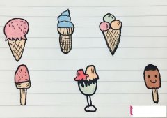 幼儿简笔画图片带颜色，夏日清凉的冰激凌简笔