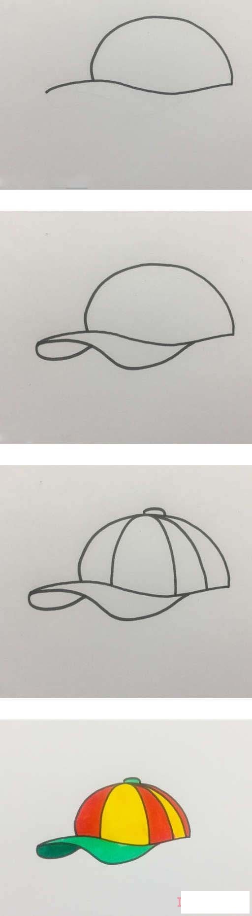 儿童鸭舌帽的简单画法步骤教程涂颜色