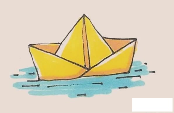 折纸船简笔画步骤图