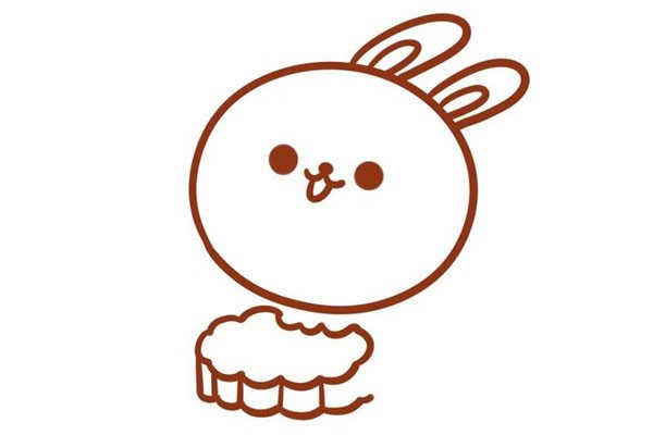 吃月饼的兔子简笔画步骤图片