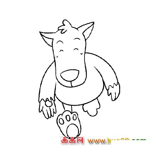 奔跑的大灰狼简笔画4