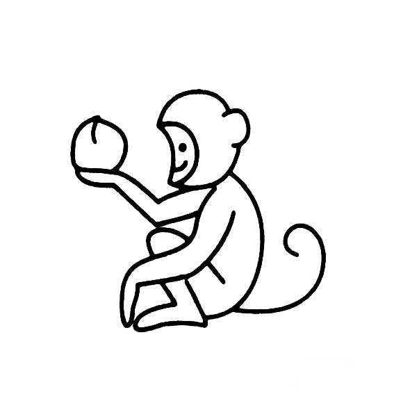 猴子和桃子的画法