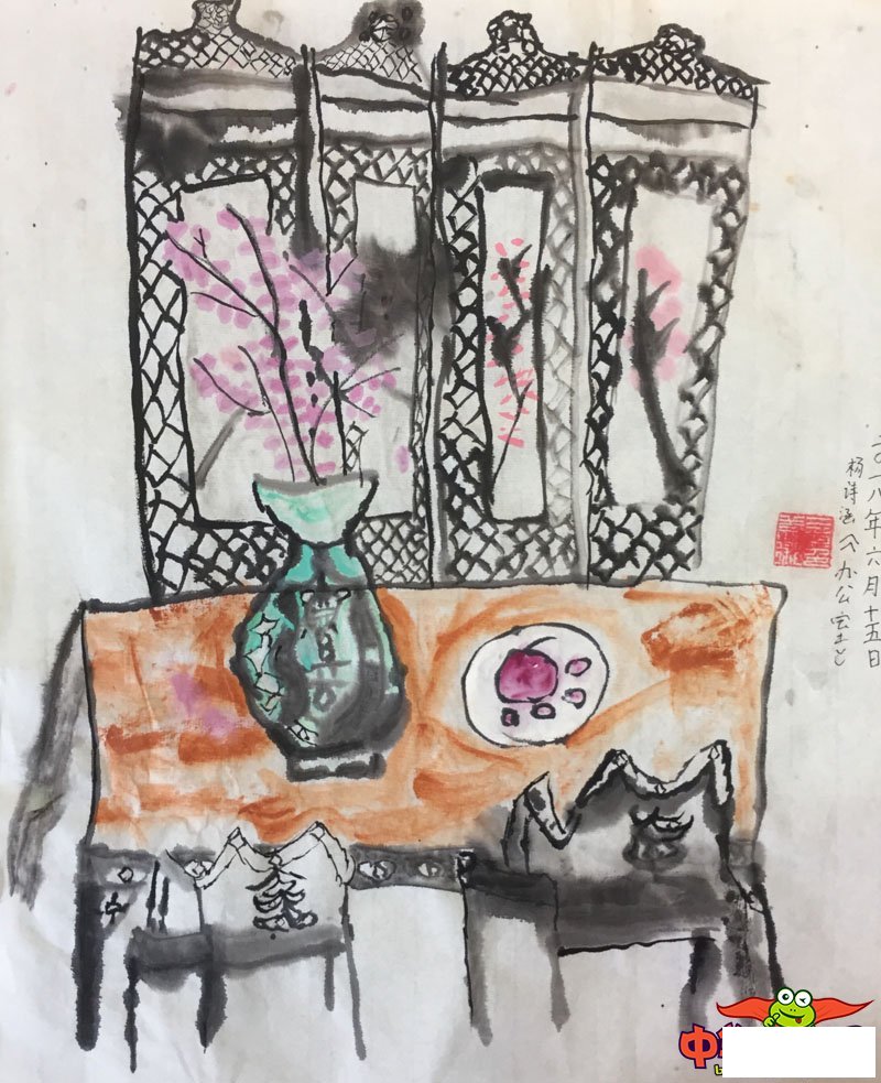 少儿画画大全简单漂亮，书房一角
