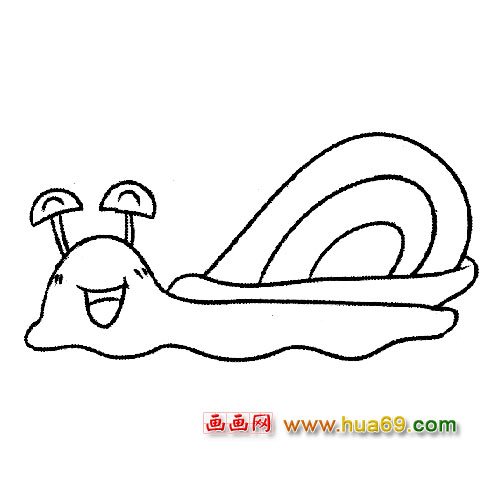 大笑的小蜗牛简笔画