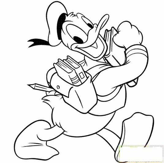 唐老鸭上学简笔画